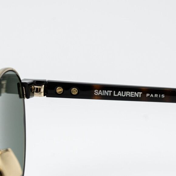 NEW Saint Laurent SL707 002 Gold Havana Green Oval Unisex Sunglasses - Picture 8 of 12